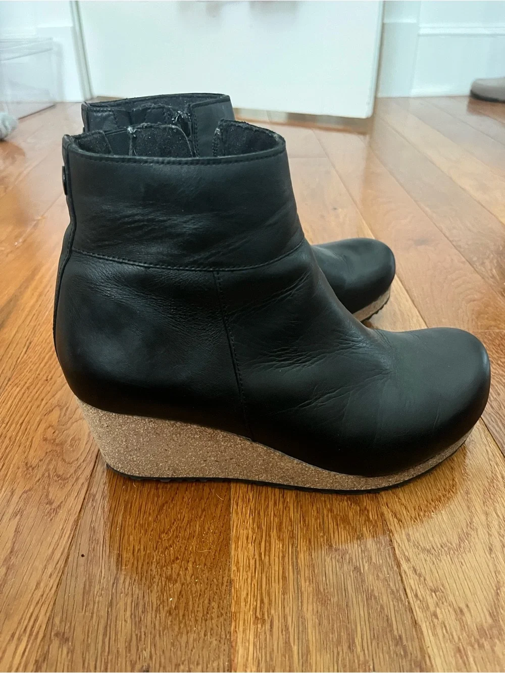 Papillo black  Wedge Ankle Boots - Women's Leather Platform Booties